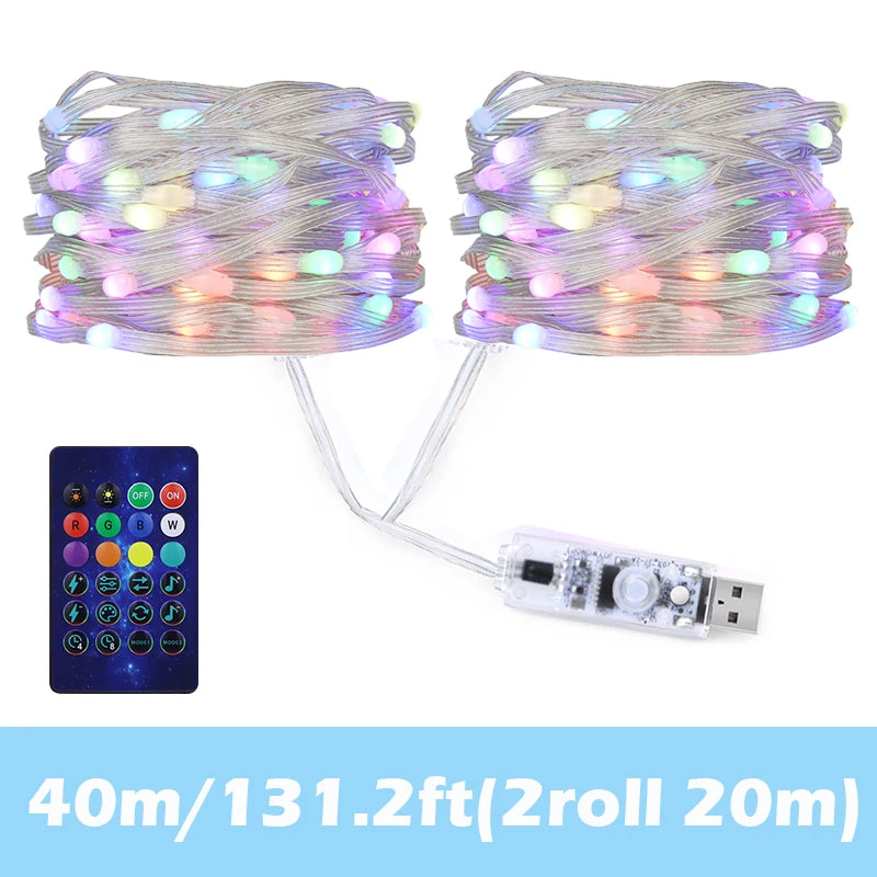 WS2812B USB Fairy Lights Bluetooth LED String Fairy Lights Dreamcolor RGBIC Party Christmas Lights Wedding Decoration Garland