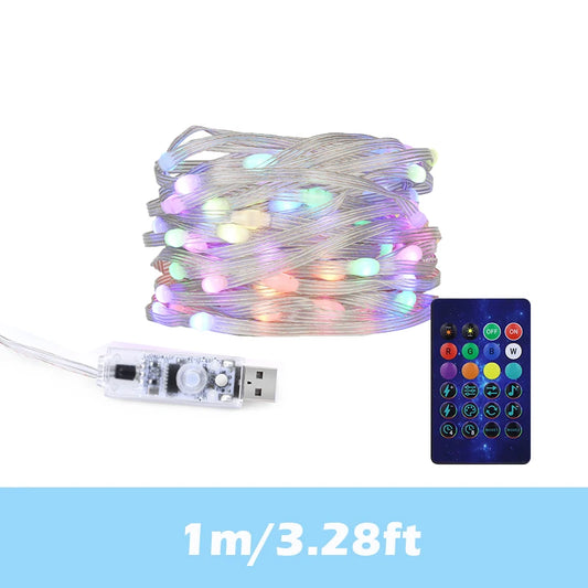 WS2812B USB Fairy Lights Bluetooth LED String Fairy Lights Dreamcolor RGBIC Party Christmas Lights Wedding Decoration Garland