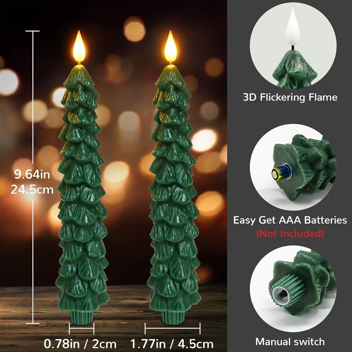 Luminary LED Paraffin Candle Battery Operated Flame Christmas Tree Decorative Light for Holiday Birthday Party Home Outdoor