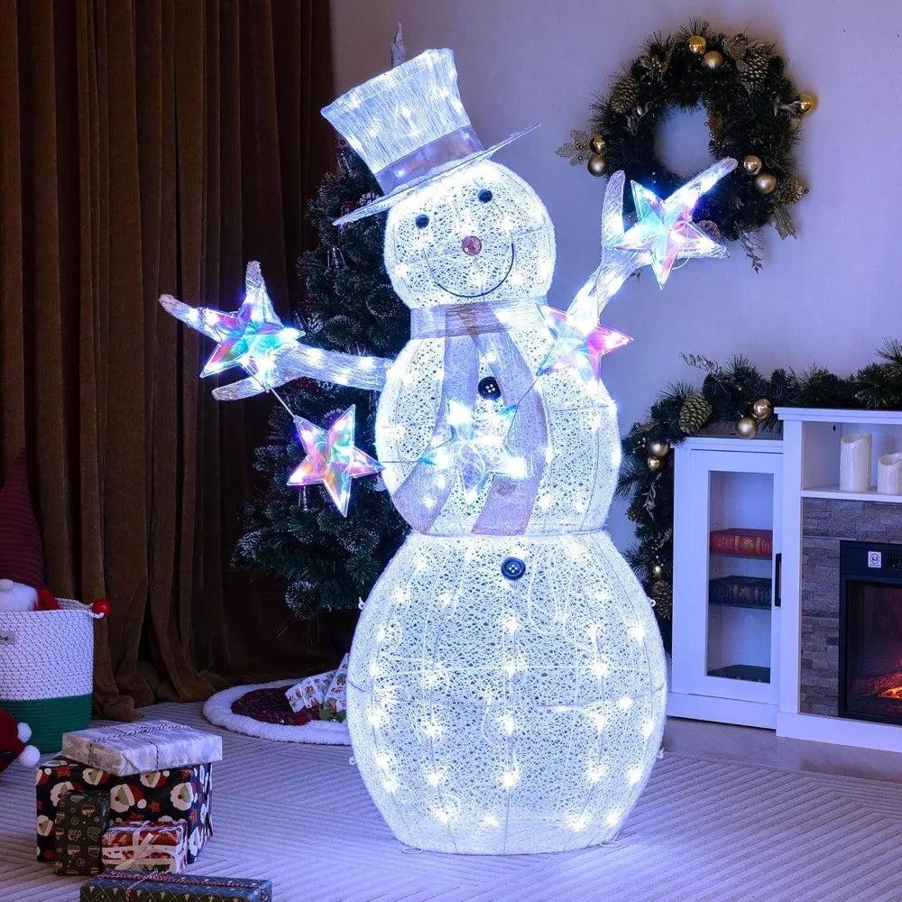 Tangkula 5-Foot Tall Illuminated Snowman Christmas Decoration with 140 LED Lights, Including Ground Stakes