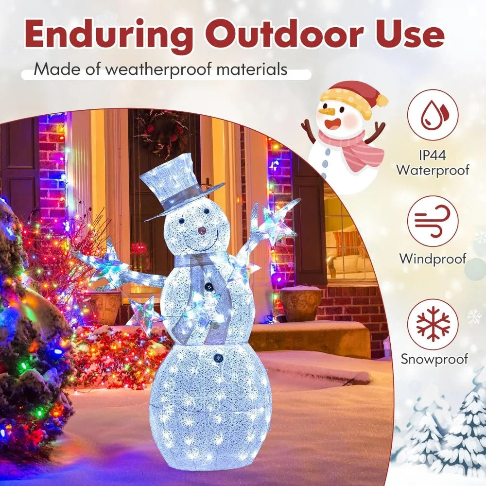 Tangkula 5-Foot Tall Illuminated Snowman Christmas Decoration with 140 LED Lights, Including Ground Stakes