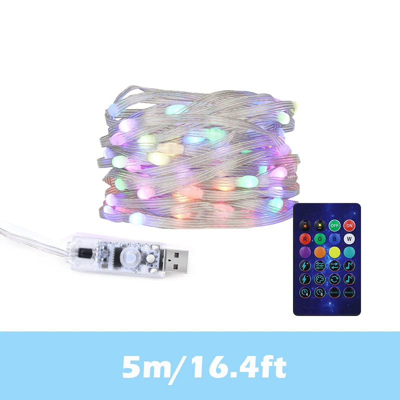 WS2812B USB Fairy Lights Bluetooth LED String Fairy Lights Dreamcolor RGBIC Party Christmas Lights Wedding Decoration Garland