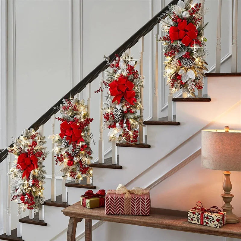 Beautiful Christmas Stair Decoration Hanging Scene Layout Christmas Wreath Home Decoration