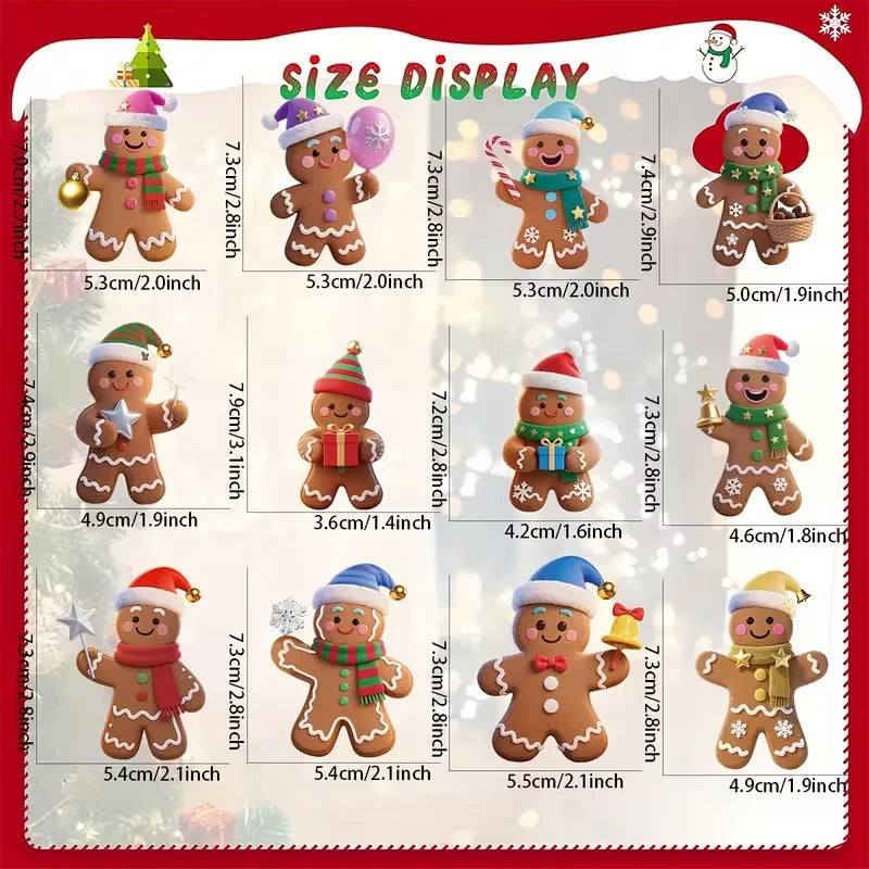 12/24Pcs Christmas Gingerbread Man Ornaments Xmas Tree Wooden Hanging Pendants 2026 New Year Party Home Decoration Kids DIY Gift