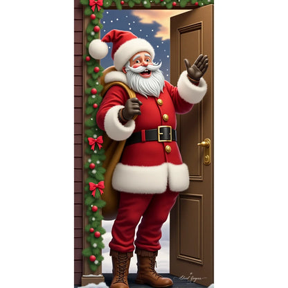 Large Christmas Tree Pattern Door Cover 185*90Cm Banners Versatile Hanging Home Outdoor Decorations for Entrances Rooms Kitchen