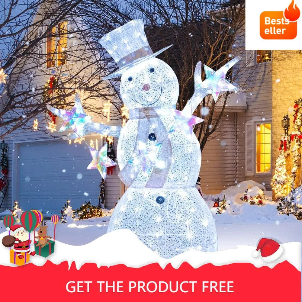 Tangkula 5-Foot Tall Illuminated Snowman Christmas Decoration with 140 LED Lights, Including Ground Stakes