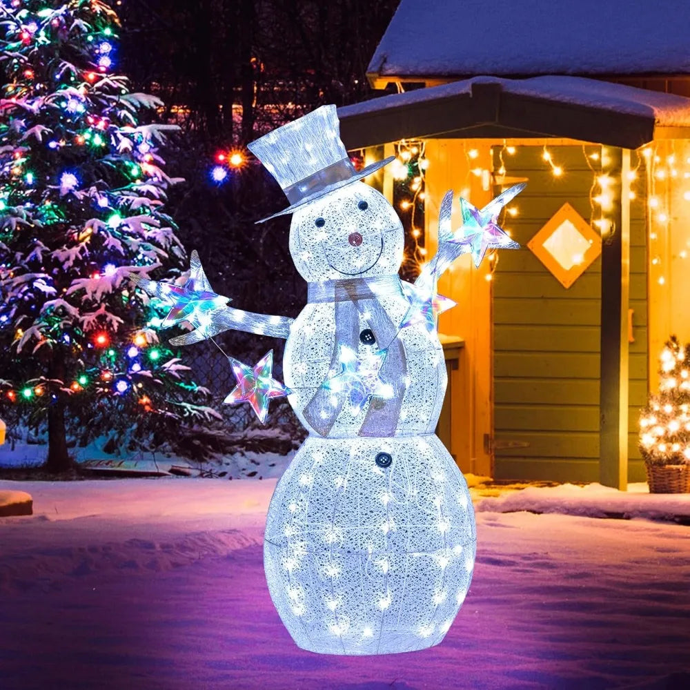 Tangkula 5-Foot Tall Illuminated Snowman Christmas Decoration with 140 LED Lights, Including Ground Stakes