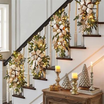 Beautiful Christmas Stair Decoration Hanging Scene Layout Christmas Wreath Home Decoration