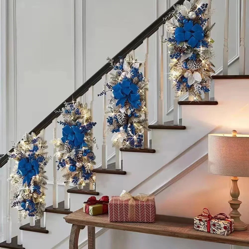 Beautiful Christmas Stair Decoration Hanging Scene Layout Christmas Wreath Home Decoration