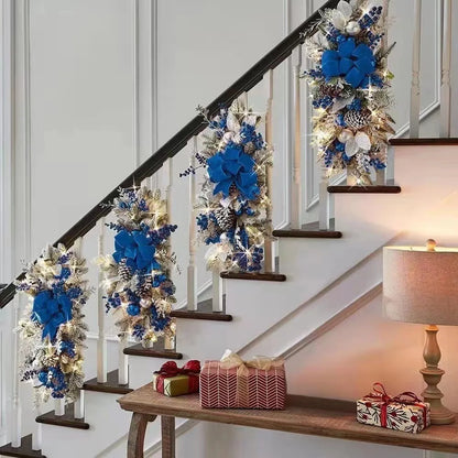 Beautiful Christmas Stair Decoration Hanging Scene Layout Christmas Wreath Home Decoration