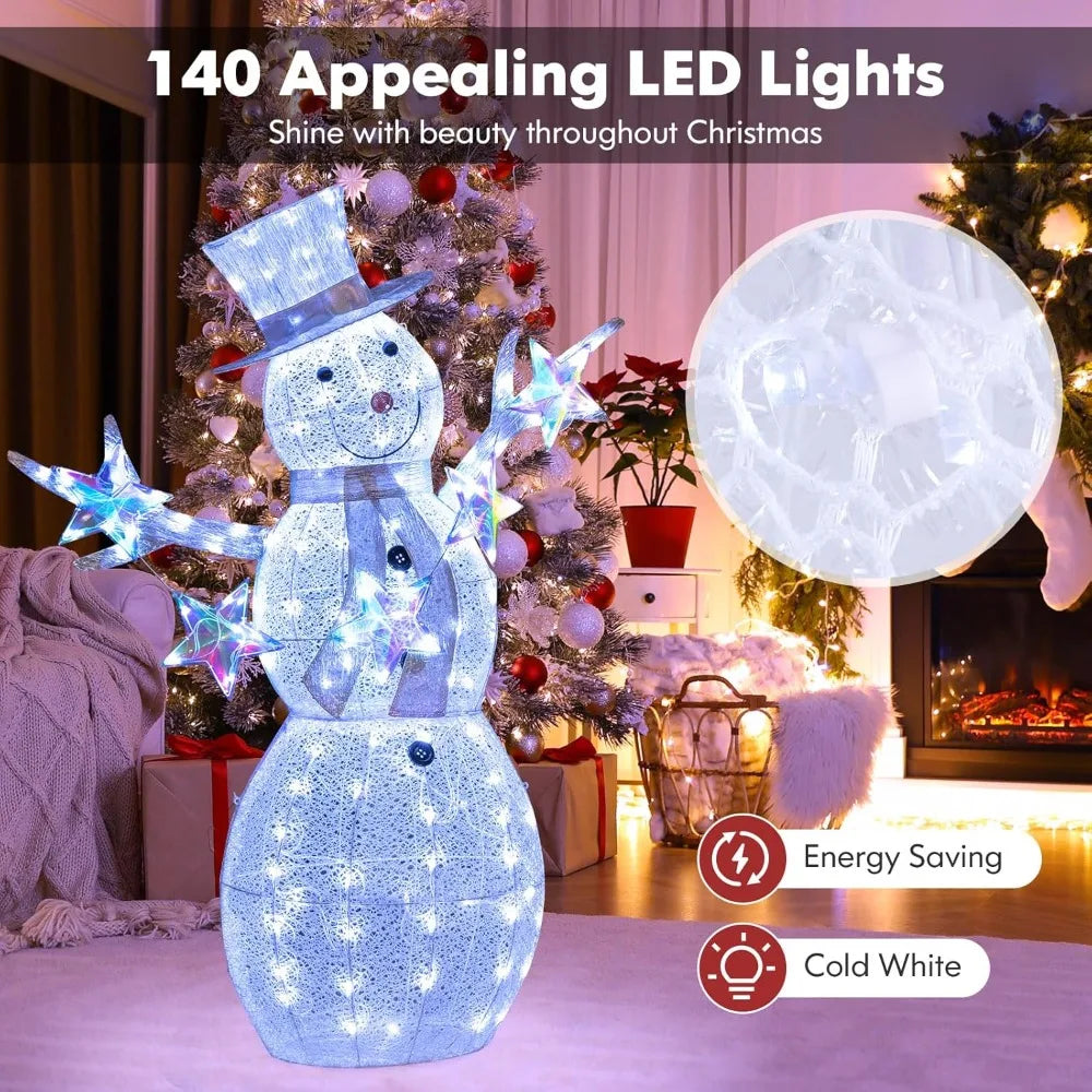 Tangkula 5-Foot Tall Illuminated Snowman Christmas Decoration with 140 LED Lights, Including Ground Stakes