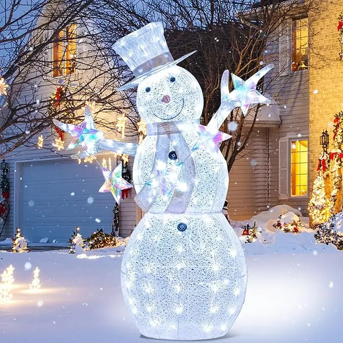 Tangkula 5-Foot Tall Illuminated Snowman Christmas Decoration with 140 LED Lights, Including Ground Stakes