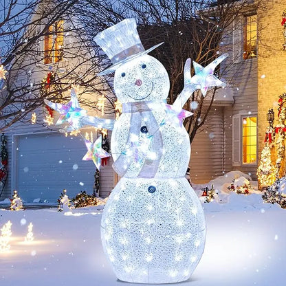 Tangkula 5-Foot Tall Illuminated Snowman Christmas Decoration with 140 LED Lights, Including Ground Stakes
