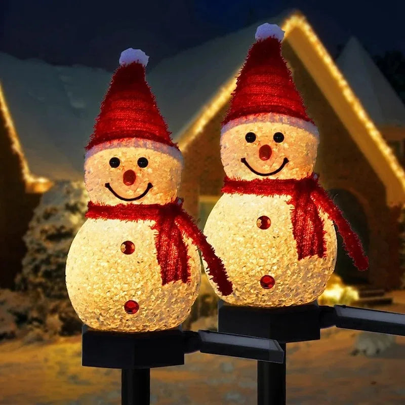 Christmas Decorations Light Solar Light Snowman Christmas Outdoor Solar Powered Stakes Lights for Corridor Patio Lawn Decoration