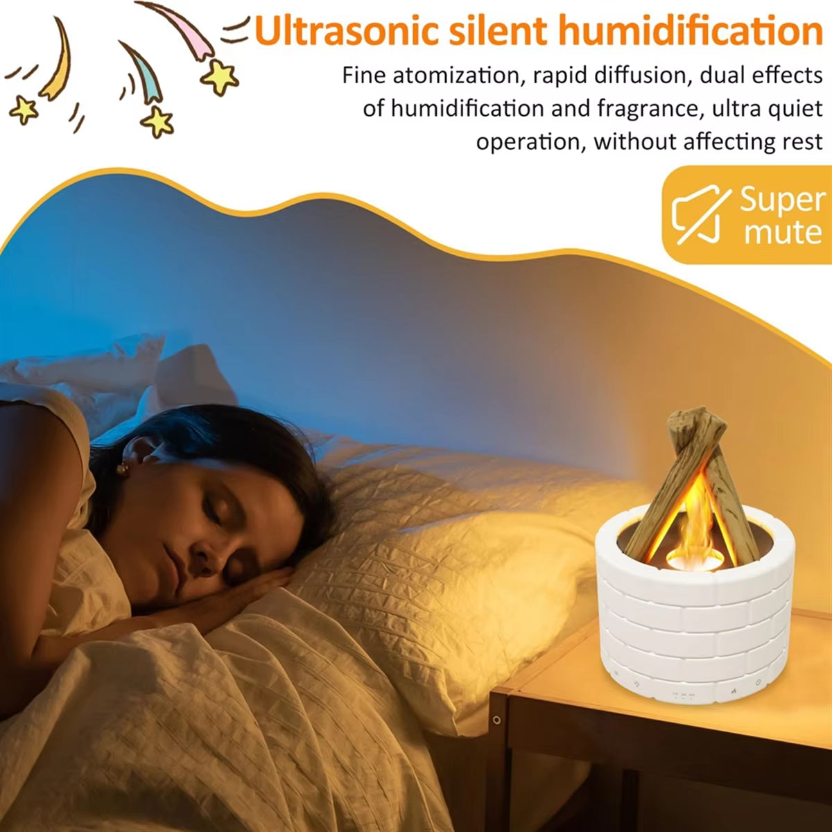 BABZ Simulation Flame Diffuser Campfire Humidifier Diffuser Fragrance Office Home Flame Humidifier Aromatherapy Machine